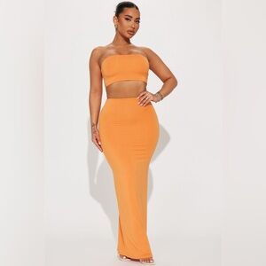 Women's Orange Top and Skirt Set